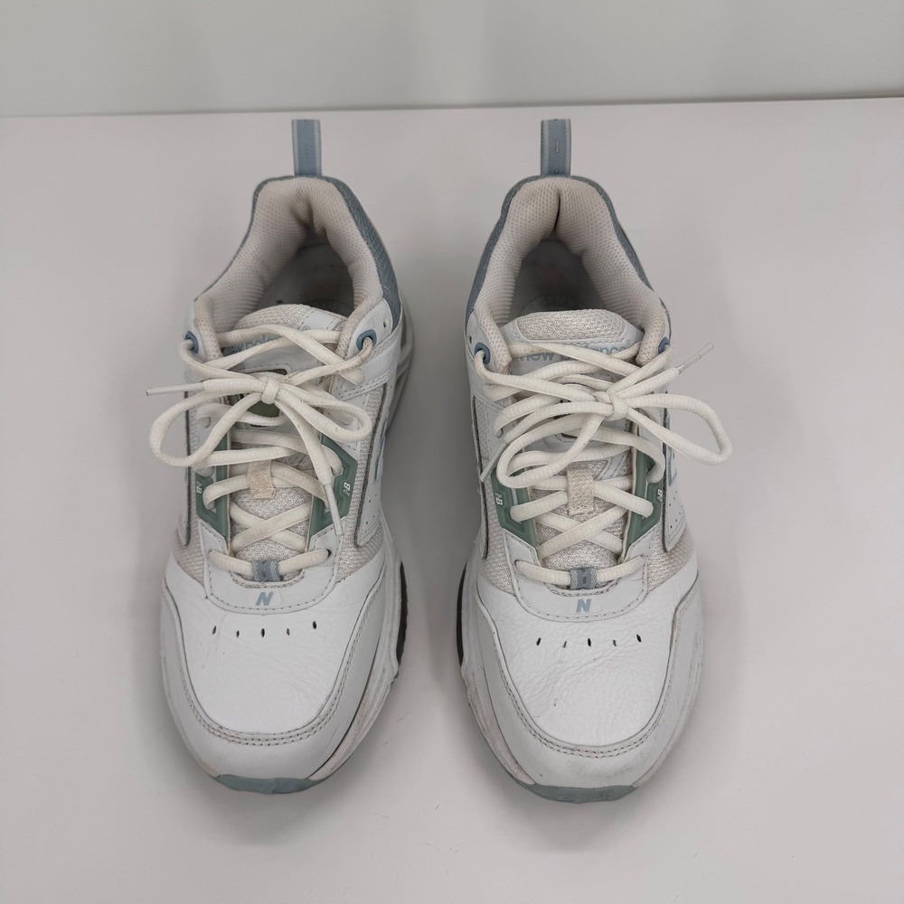New Balance 855 Women's 8 Roll Bar White Blue Leather Walking Shoes - Picture 4 of 13